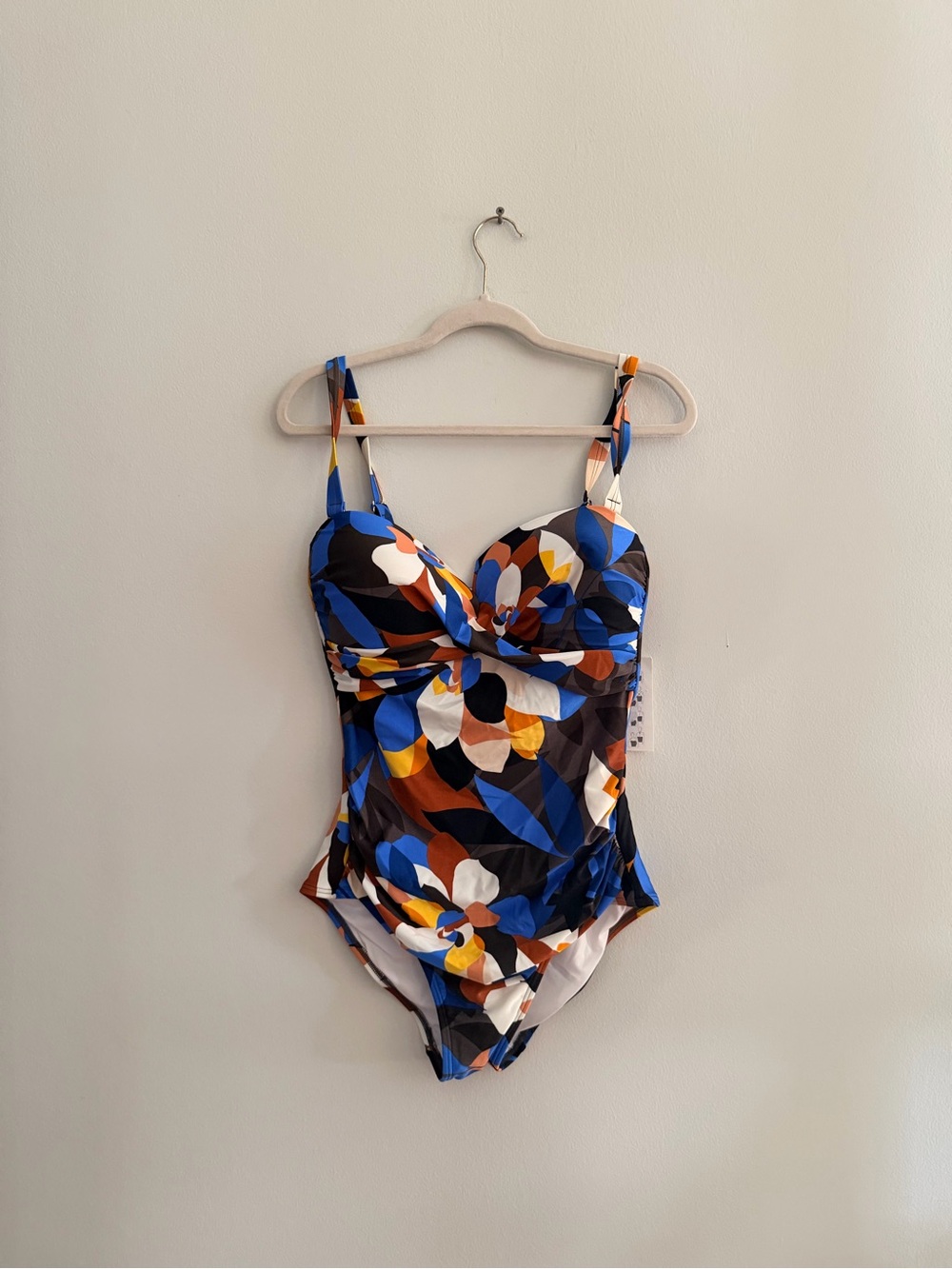 Calvin Klein Printed Ruched One Piece Swimsuit in Nectar Multi